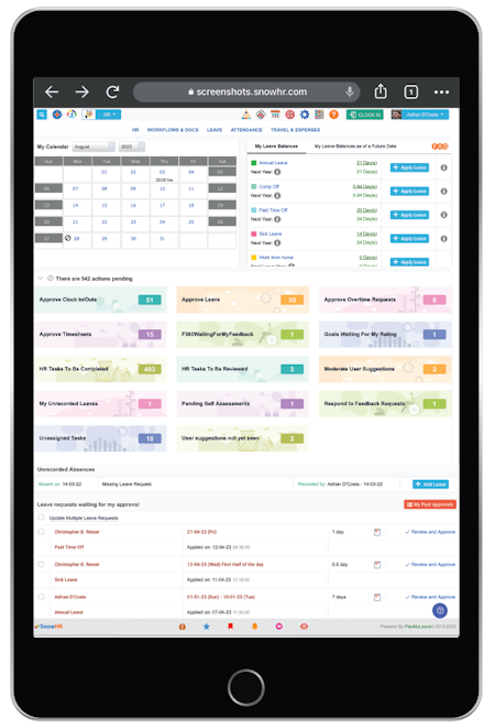 Leave Management system software that is easy to use | SnowHR.com